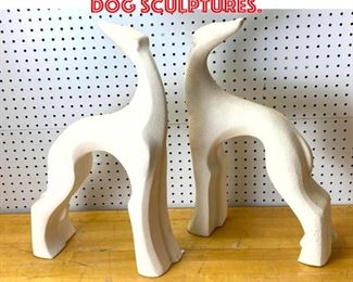 Lot 2519 Pair Modernist Whippet Dog Sculptures.