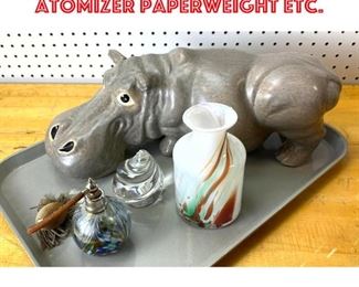 Lot 2537 Glass and Pottery lot. atomizer paperweight etc.
