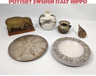 Lot 2540 Shelf Lot 6pc lot pottery Sweden Italy Hippo