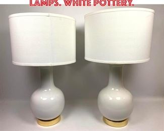 Lot 2545 Pair SAFAVIEH Table Lamps. White pottery.