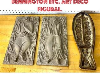 Lot 2555 3pc Pottery Lot. Bennington etc. Art deco figural.