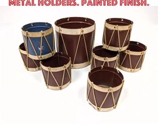 Lot 2562 8pcs Vintage Drum Form Metal Holders. Painted finish.