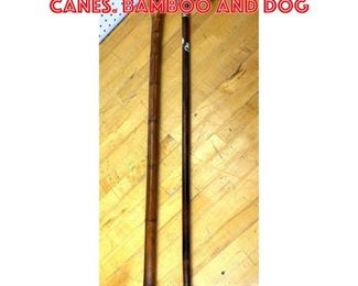 Lot 2603 2pcs Walking Stick Canes. Bamboo and dog