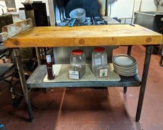 Butcher Block Table, Contents Not Included