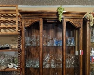 Wooden Cabinet With Contents, Glass Missing, Buyer Responsible For Removal