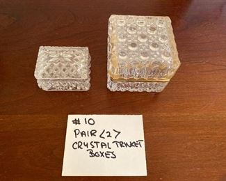 #10	2 Crystal Trinket Boxes	3" x 3" & 3" x 2"
