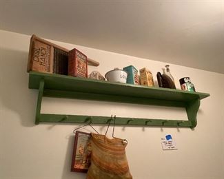 #62	Large Green Wall Coat Rack/Shelf-7 Knobs	 
                                                            48"
