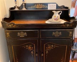 #71	Ethan Allen Colonial Black w/Fruit Dry Sink	 
                                        34" x 17.5" x 38.5"
