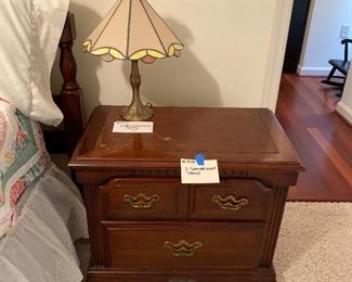#73B	2 Drawer Night Stand
#74B	Slag Glass & Brass Lamp	     19"
