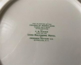 “The Planting of the Colony of Maryland” Plate for The Lord Baltimore Hotel,