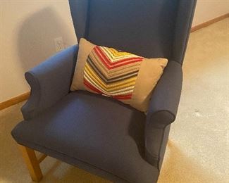 Highback arm chair, decorative pillow