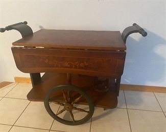 Antique tea cart with gorgeous inlay