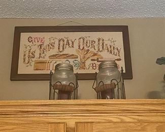 More decor, antique jars and canning utensils