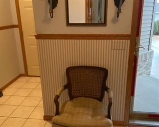 Antique chair, mirror