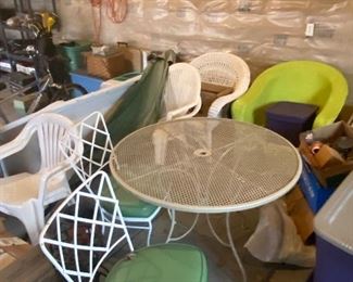White metal outdoor table and chairs