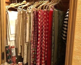 Cute tablecloths, wrapping paper and storage boxes full of gift sacks!