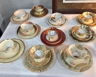 Group of porcelain dessert ware - each with a different pattern