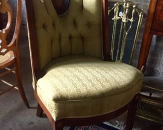 French inlaid and tufted chair