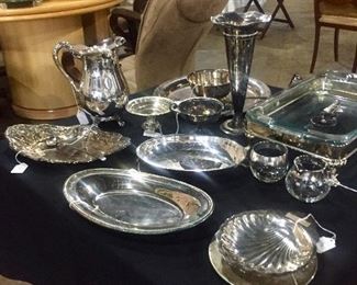 Quantities of silver serving pieces - sterling and plate