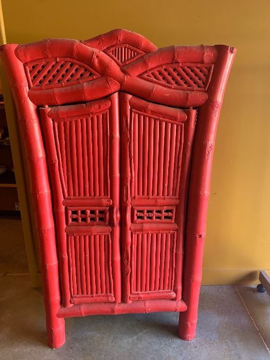 Red bamboo hutch   $250
