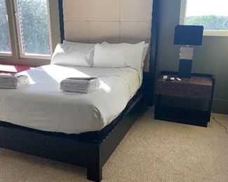 Bedroom suite- Queen - $800 includes quality mattress lightly used since April 2019 (very clean) two end tables   32" length x 21" wide x 24" height 