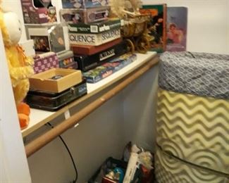 Games, toys, and stuffed animals.