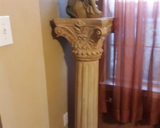 Roman column plant stand and garden statue.