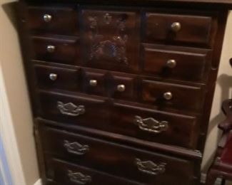 Vintage chest of drawers and Mr. Holiday Music box.