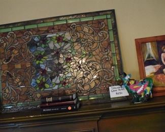 Beautiful Tiffany style stained glass window panel.