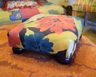 Custom upholstered foot stool.