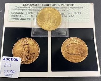 1924 Walking Liberty $20  Gold Coin  MS 63