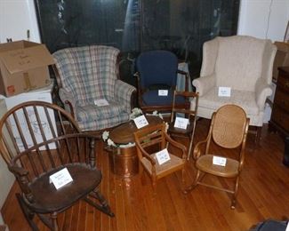 Assorted furniture, Windsor rocker, kid's chairs