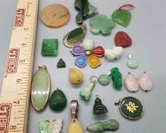 Jade and Other Stone Pendant Lot