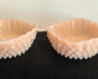 FENTON HOBNAIL OPALESCENT PASTEL RUFFLE EDGED DISHES