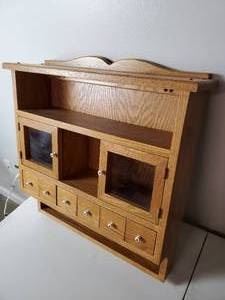 Wooden Wall Unit with 5 drawers.  24" W x 8" Deep x 26" H