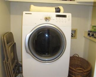 AVAILABLE NOW! $350. Samsung gas dryer with Pedestal storage drawer - tested