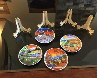 Four German Kleiber Painted Plates