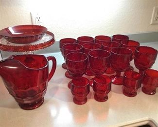 Viking Ruby Red Georgian Honeycomb Glassware
