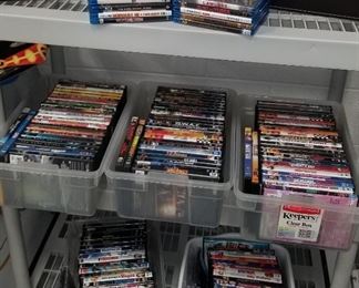 Lots of DVD's, Blu-Ray Discs, and CDs