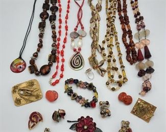 Red and Amber Colored Costume Jewelry