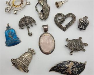 Sterling Pins and Pendants