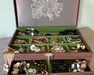 Vintage Jewelry Box and Costume Jewelry