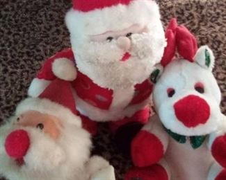 Stuffed Christmas Santa's and raindeer