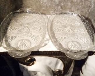 princess house clear cut glass relish serving tray