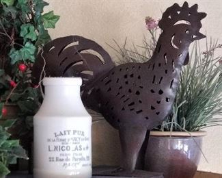 Metal chickens and roosters