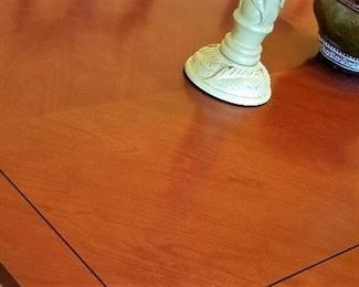 Top view of beautiful dining table. It has 2 leaves.