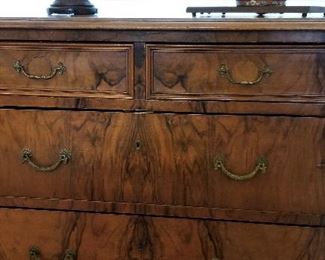 Burl wood antique bureau. Another view.