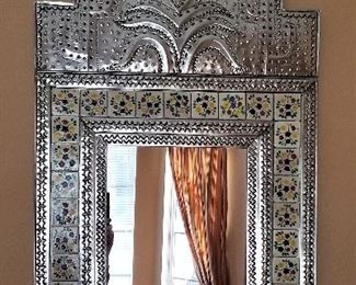 Beautiful 40inch punched metal mirror with tiles