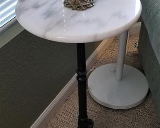 Small round marble top candlestick table