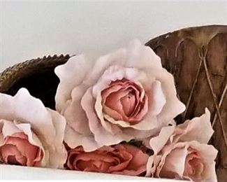 Large roses and vintage wooden drum